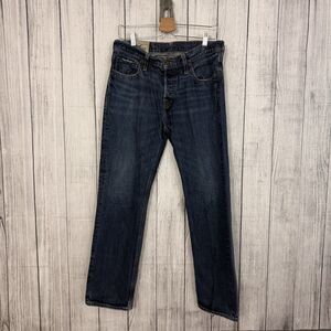 Hollister Men's W32 x L30 Blue Slim Straight Dark Wash Denim Jeans